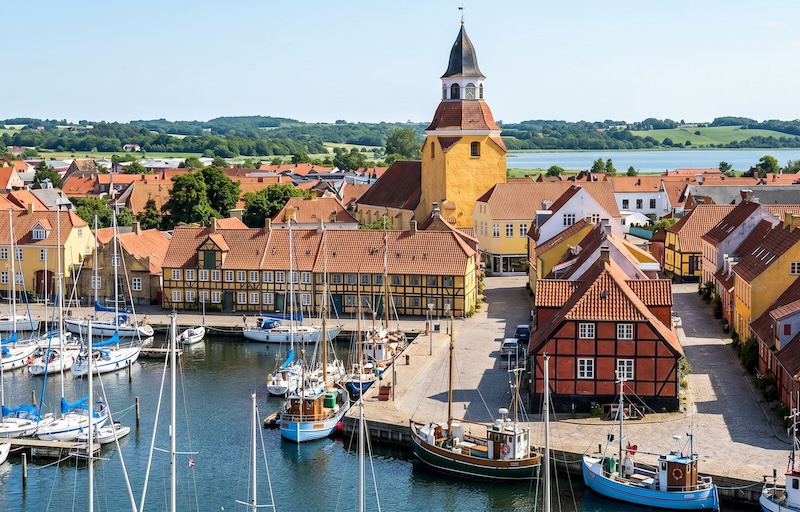 Faaborg havn i sollys 